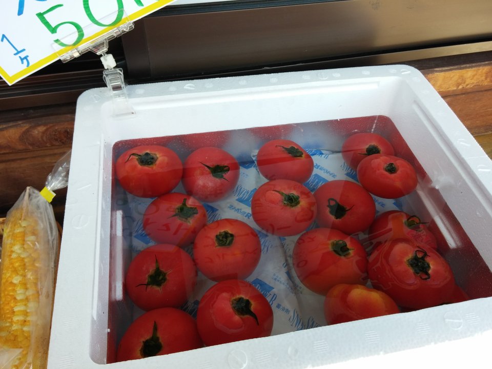 道の駅の冷やしトマト